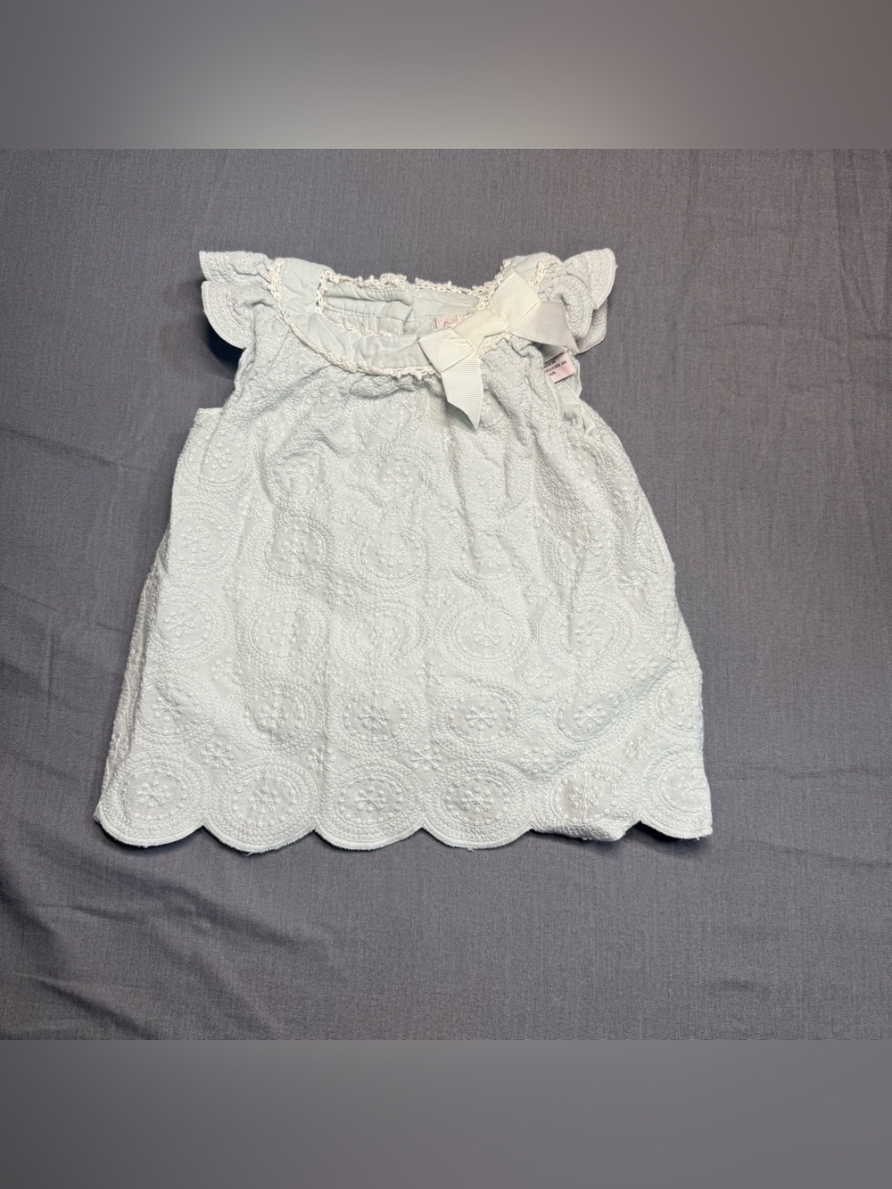 Catherine Malandrino Mint Eyelet Baby Dress with Bow
